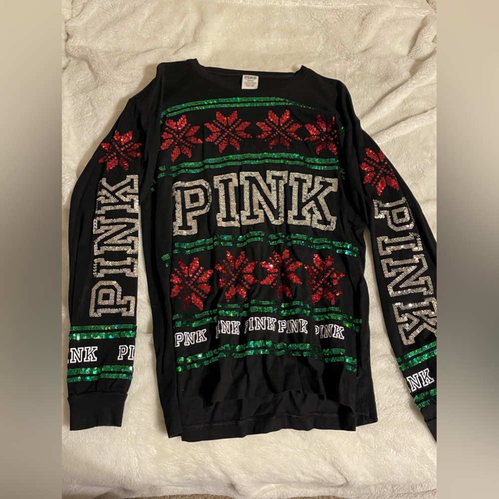 PINK blingy holiday top